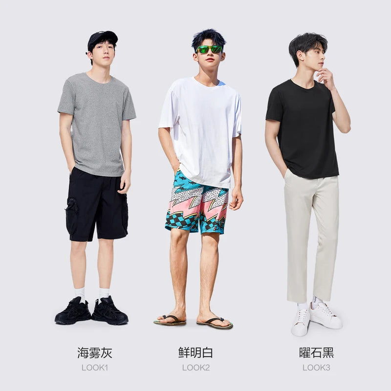 Semir Short Sleeve Men T-Shirt Cotton 2025 Summer New Man Clothing Thin And Versatile T Shirt Couples Solid Color Tops