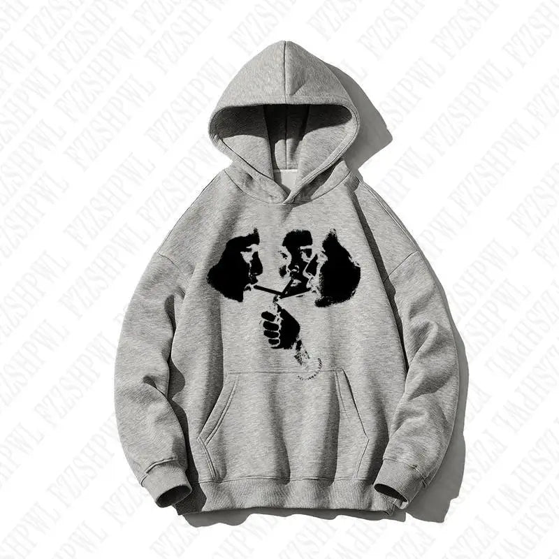 2000s Goth Harajuku Graphic Print Y2K Hooded Sweatshirt Retro Punk Streetwear Pullover Clothes Loose Hip Hop Hoodie Sweatshirts