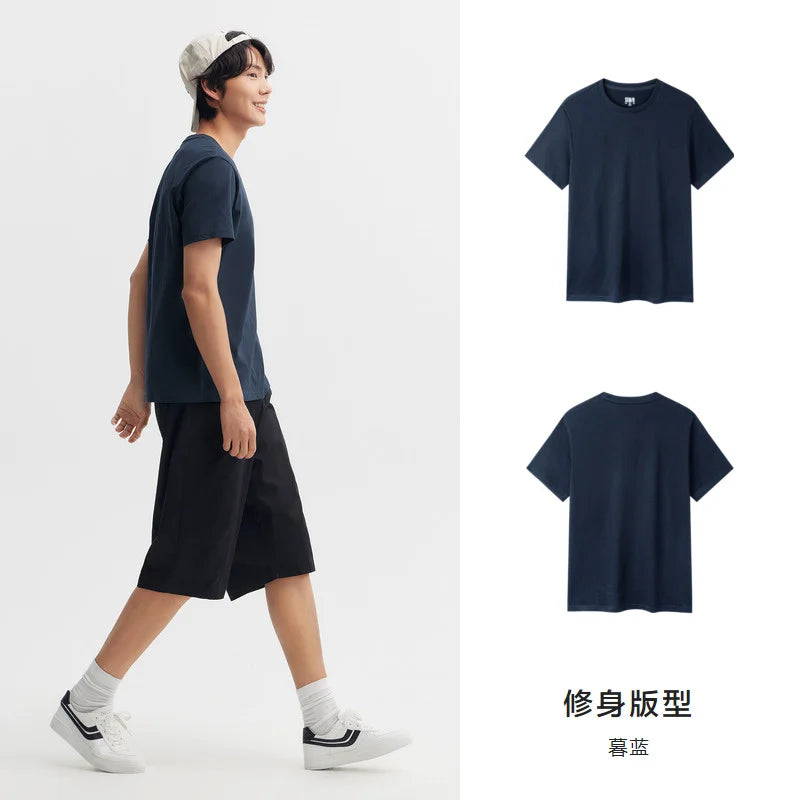 Semir Short Sleeve Men T-Shirt Cotton 2025 Summer New Man Clothing Thin And Versatile T Shirt Couples Solid Color Tops