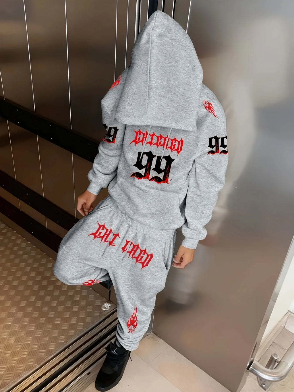 2026 Autumn-Winter Best-selling Streetwear Men's Comfortable Casual 3D Digital Pattern Printed Hooded Sweatshirt and Pants Set