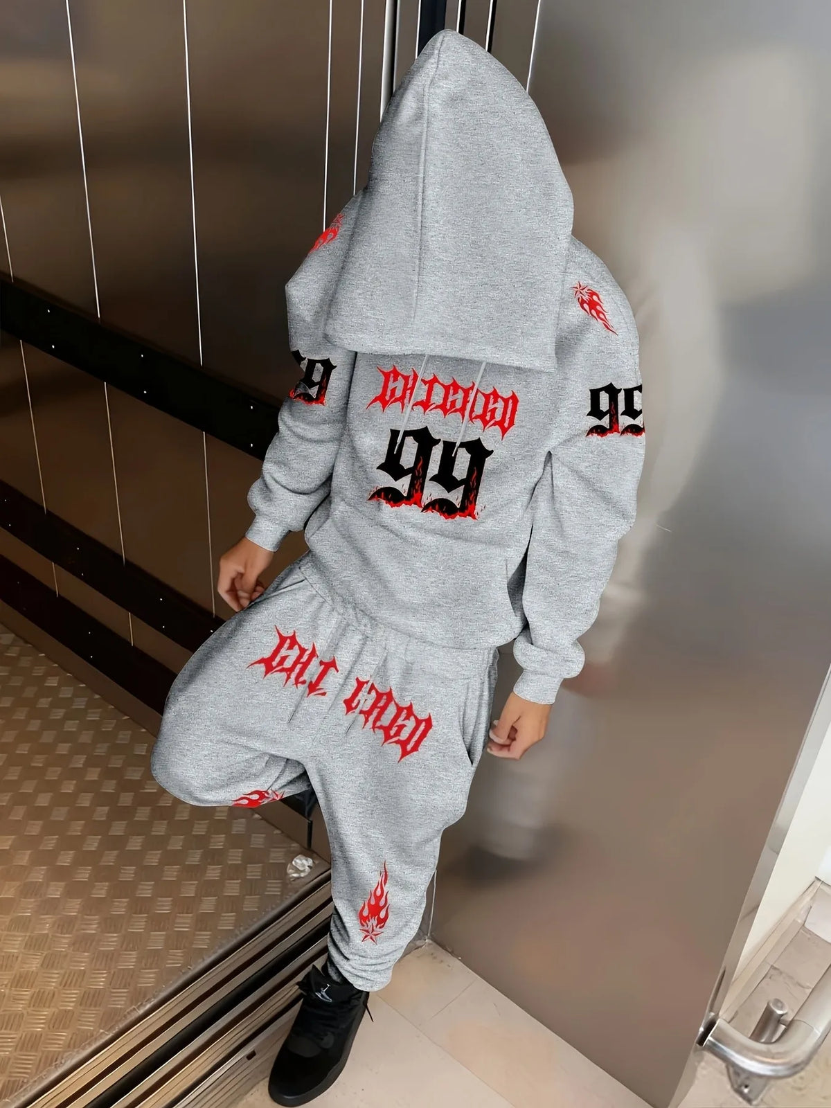 2026 Autumn-Winter Best-selling Streetwear Men's Comfortable Casual 3D Digital Pattern Printed Hooded Sweatshirt and Pants Set