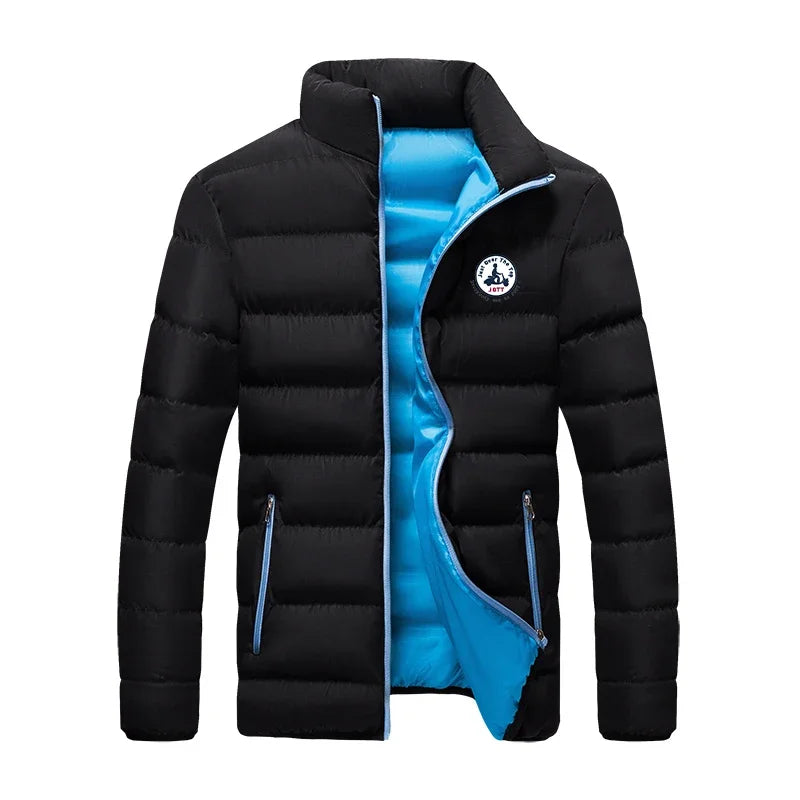 Men's Spring Casual Jacket Windproof Lightweight Down Coat Fashion Outdoor Zipper Outerwear