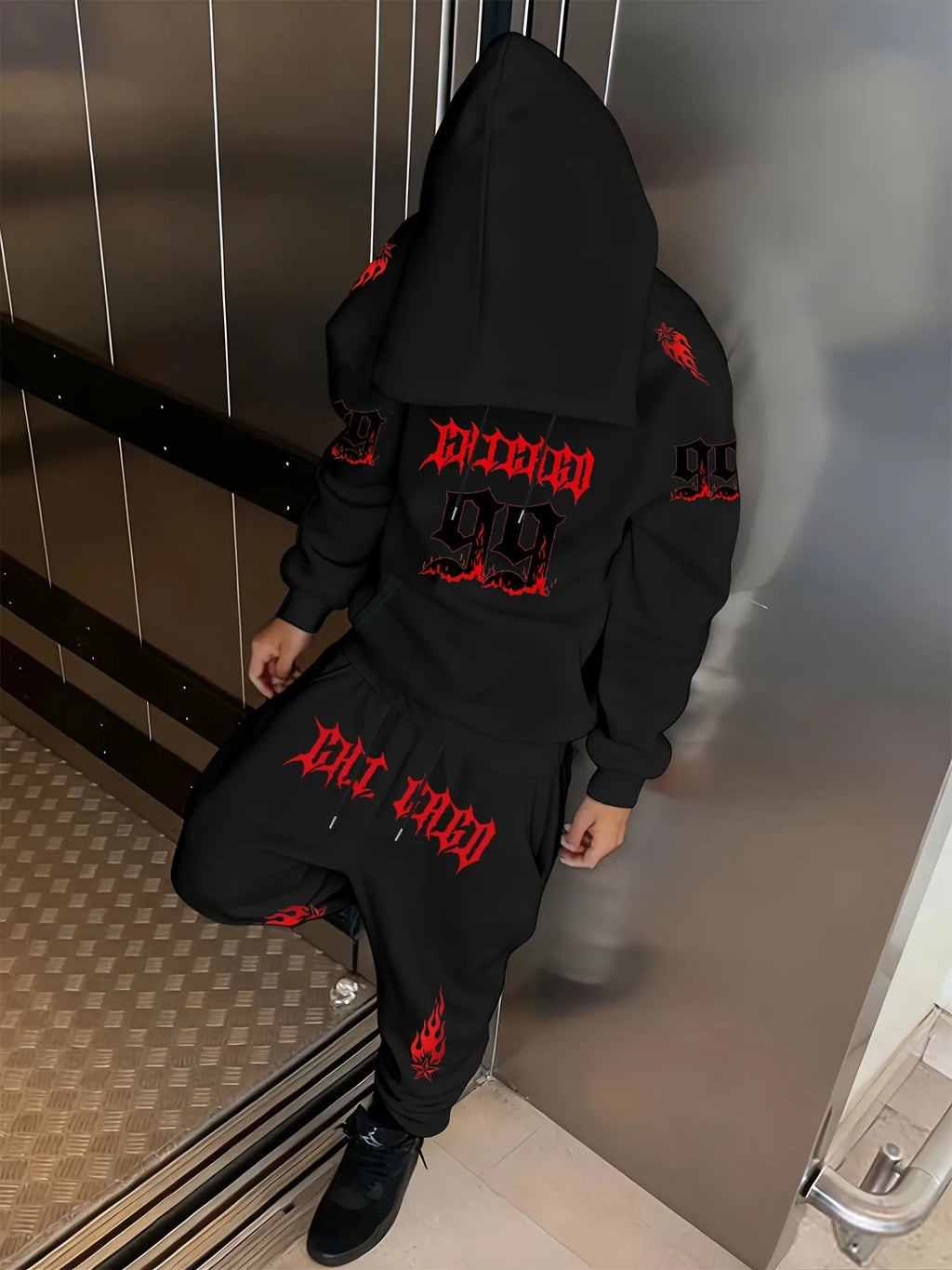 2026 Autumn-Winter Best-selling Streetwear Men's Comfortable Casual 3D Digital Pattern Printed Hooded Sweatshirt and Pants Set