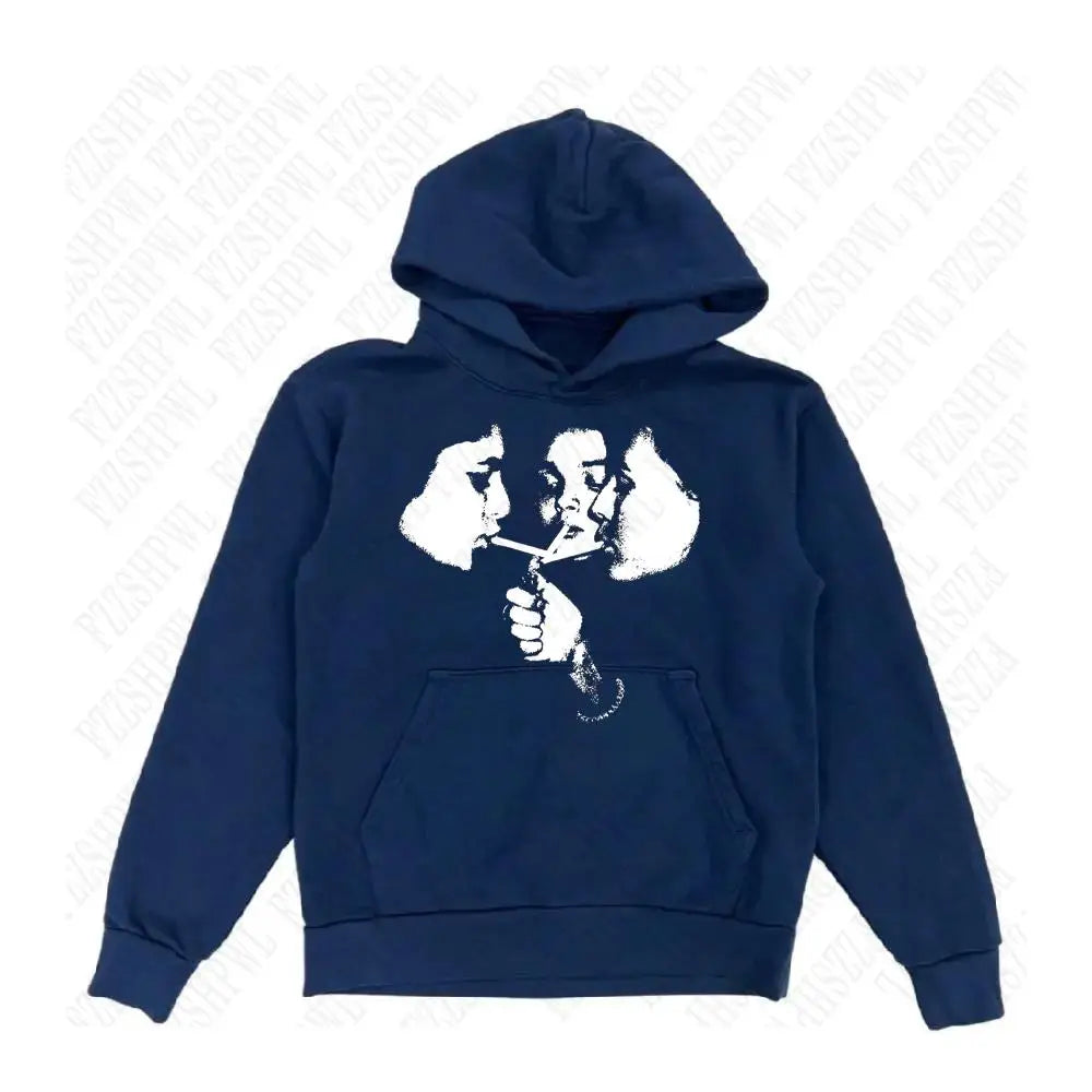 2000s Goth Harajuku Graphic Print Y2K Hooded Sweatshirt Retro Punk Streetwear Pullover Clothes Loose Hip Hop Hoodie Sweatshirts