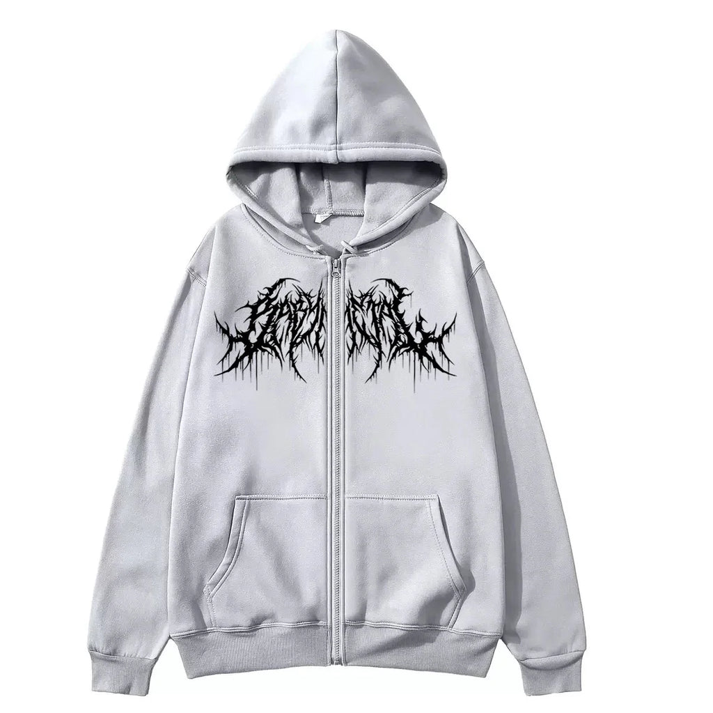 Y2K Zip-Up Hoodie, Men, Clothes with Graphic Prints, Hip Hop Style, Gothic 2026 Autumn Winter Keep Warm Long Sleeves Sweatshirt