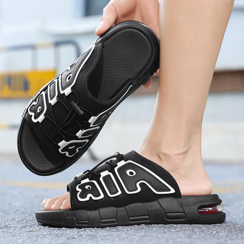 Men Thick Sole AIR Summer Beach Slides Bathroom Anti Slip Slipper Soft Sandals Simplicity Ultra Light Letter Shoes Men Slippers