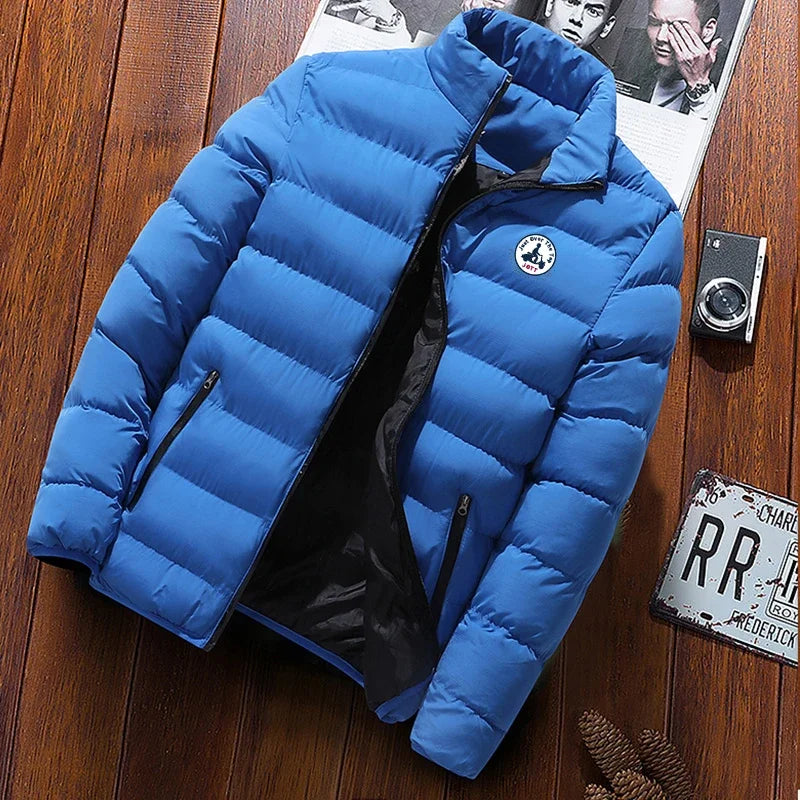 Men's Spring Casual Jacket Windproof Lightweight Down Coat Fashion Outdoor Zipper Outerwear
