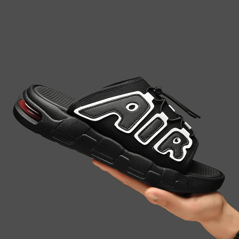 Men Thick Sole AIR Summer Beach Slides Bathroom Anti Slip Slipper Soft Sandals Simplicity Ultra Light Letter Shoes Men Slippers