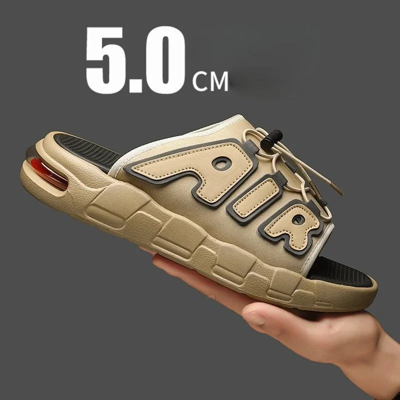 Men Thick Sole AIR Summer Beach Slides Bathroom Anti Slip Slipper Soft Sandals Simplicity Ultra Light Letter Shoes Men Slippers