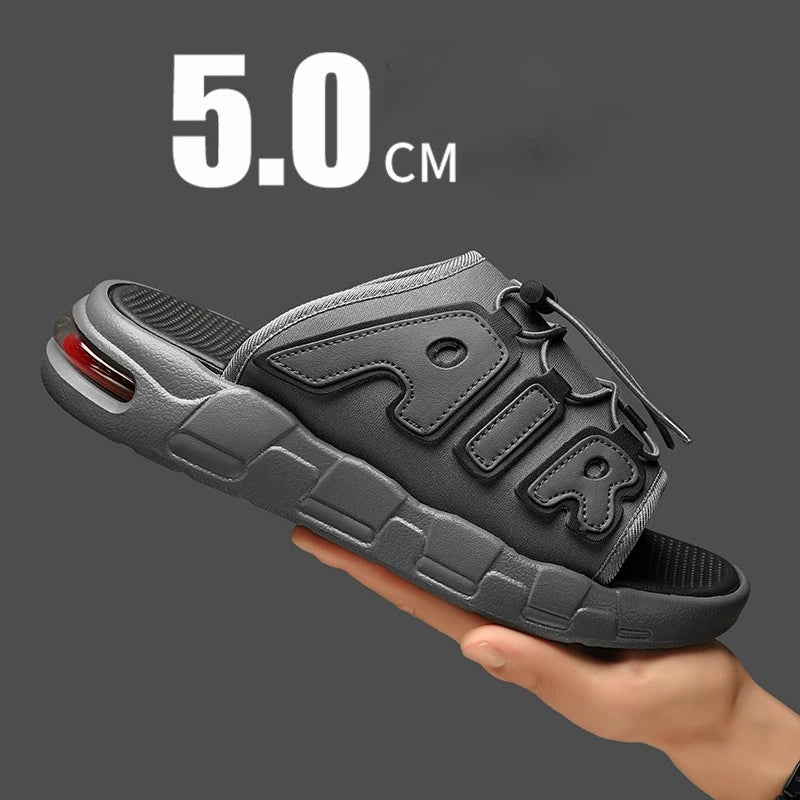 Men Thick Sole AIR Summer Beach Slides Bathroom Anti Slip Slipper Soft Sandals Simplicity Ultra Light Letter Shoes Men Slippers