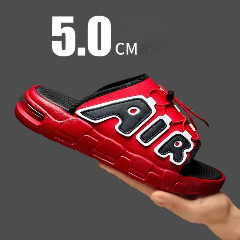 Men Thick Sole AIR Summer Beach Slides Bathroom Anti Slip Slipper Soft Sandals Simplicity Ultra Light Letter Shoes Men Slippers