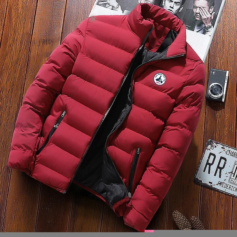 Men's Spring Casual Jacket Windproof Lightweight Down Coat Fashion Outdoor Zipper Outerwear