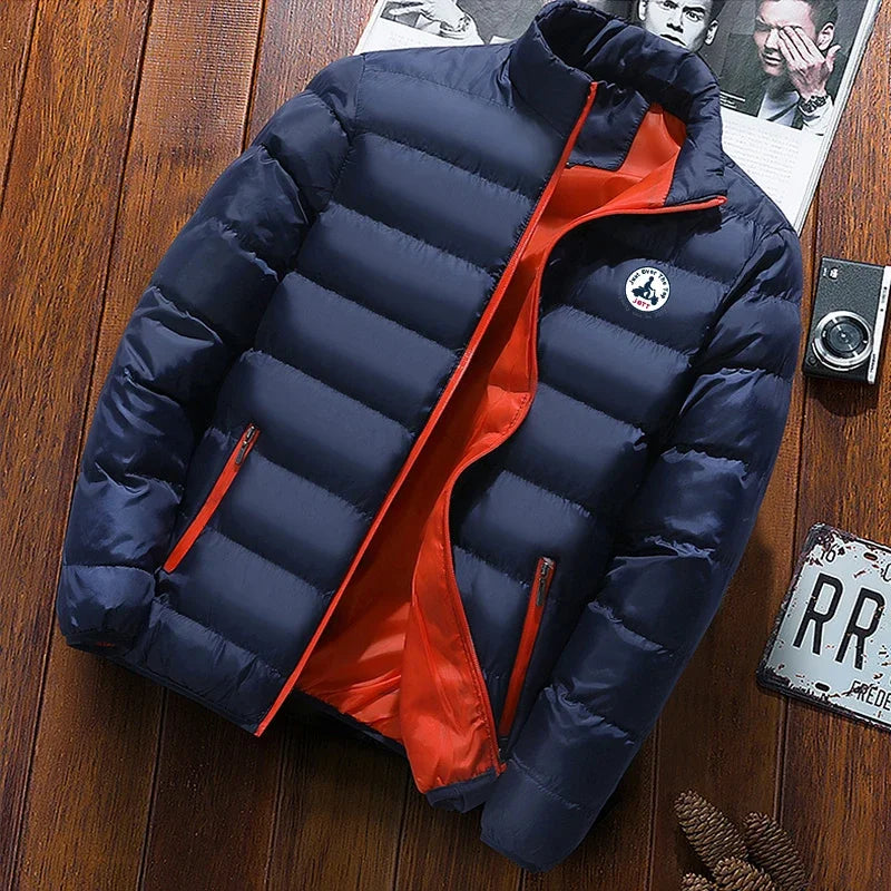 Men's Spring Casual Jacket Windproof Lightweight Down Coat Fashion Outdoor Zipper Outerwear