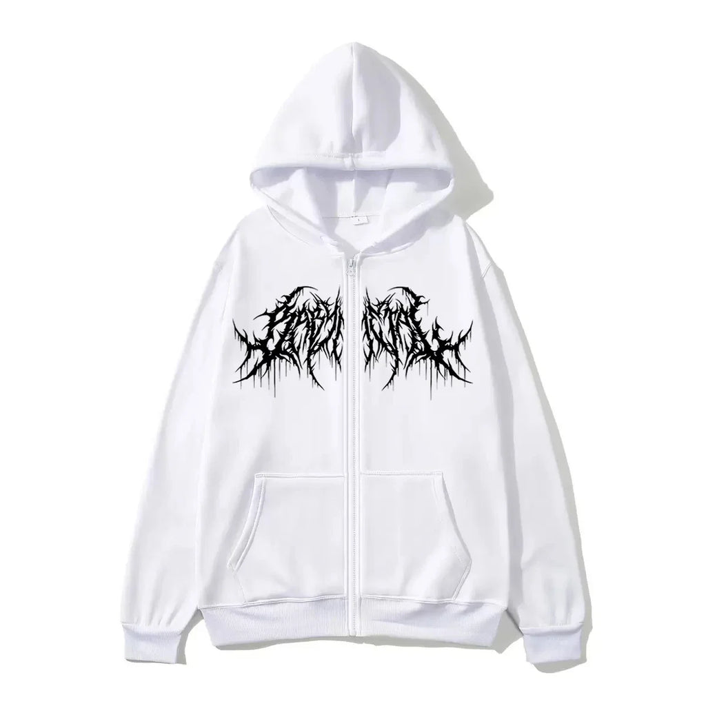 Y2K Zip-Up Hoodie, Men, Clothes with Graphic Prints, Hip Hop Style, Gothic 2026 Autumn Winter Keep Warm Long Sleeves Sweatshirt