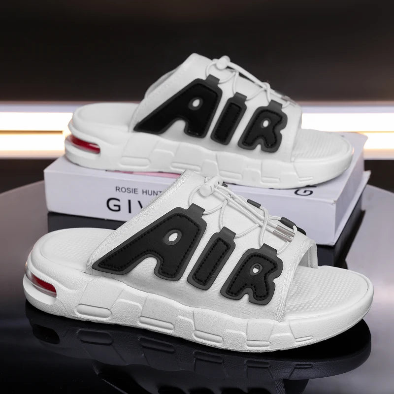 Men Thick Sole AIR Summer Beach Slides Bathroom Anti Slip Slipper Soft Sandals Simplicity Ultra Light Letter Shoes Men Slippers