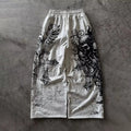 Summer Hot Gothic Skull Vintage Graffiti Full Print Wide Leg Pants Unisex Drawstring Y2K Hip Hop Streetwear Casual Trousers