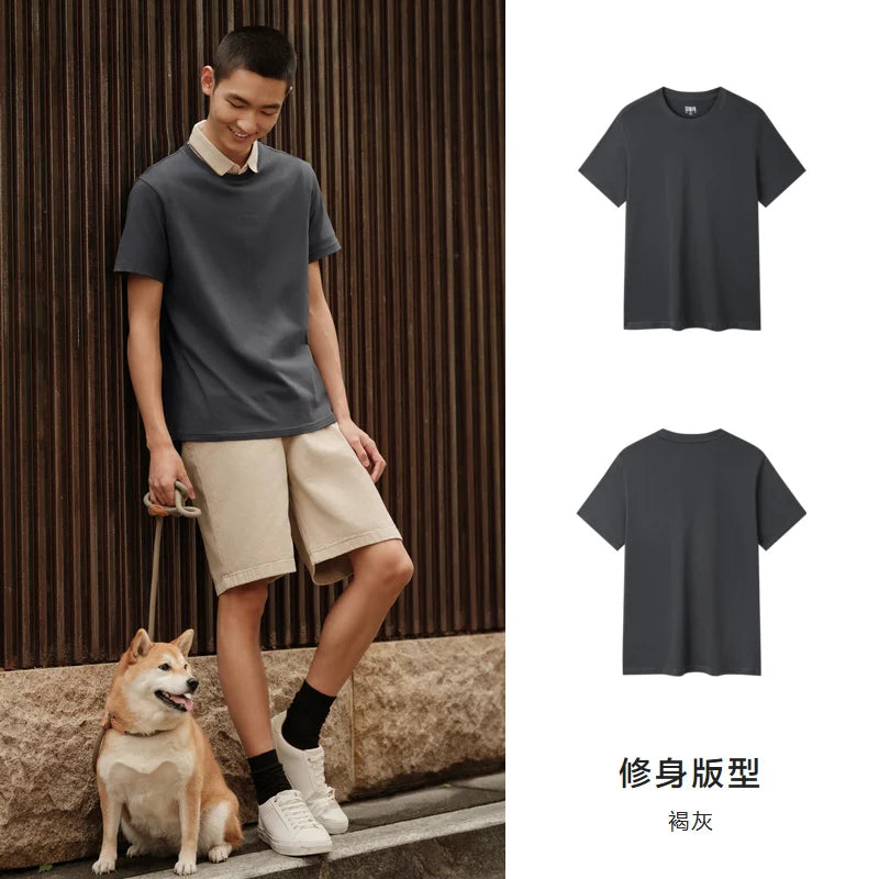 Semir Short Sleeve Men T-Shirt Cotton 2025 Summer New Man Clothing Thin And Versatile T Shirt Couples Solid Color Tops