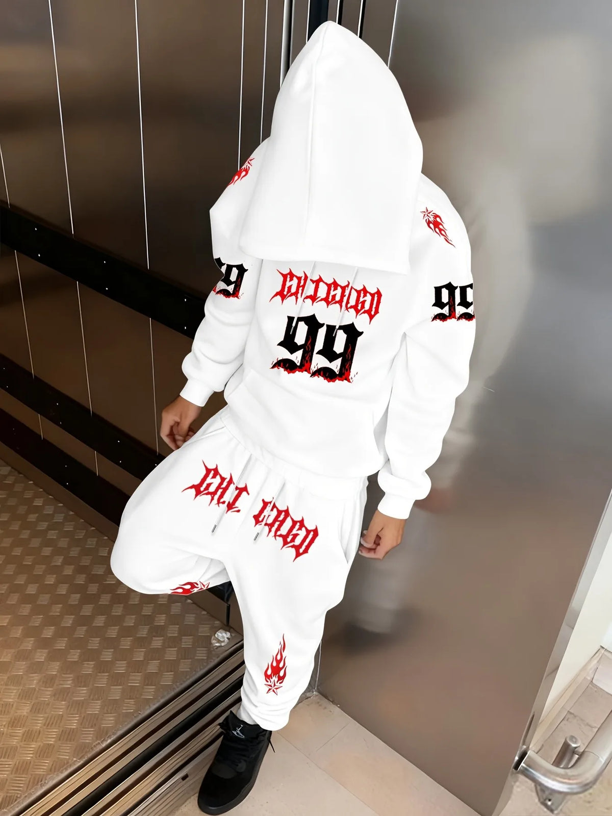 2026 Autumn-Winter Best-selling Streetwear Men's Comfortable Casual 3D Digital Pattern Printed Hooded Sweatshirt and Pants Set