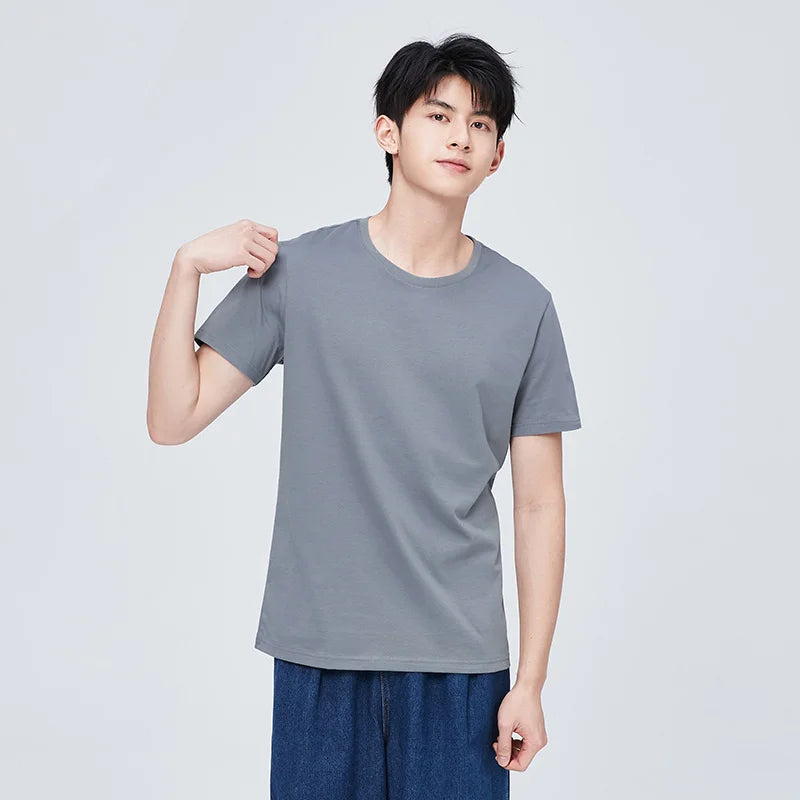 Semir Short Sleeve Men T-Shirt Cotton 2025 Summer New Man Clothing Thin And Versatile T Shirt Couples Solid Color Tops